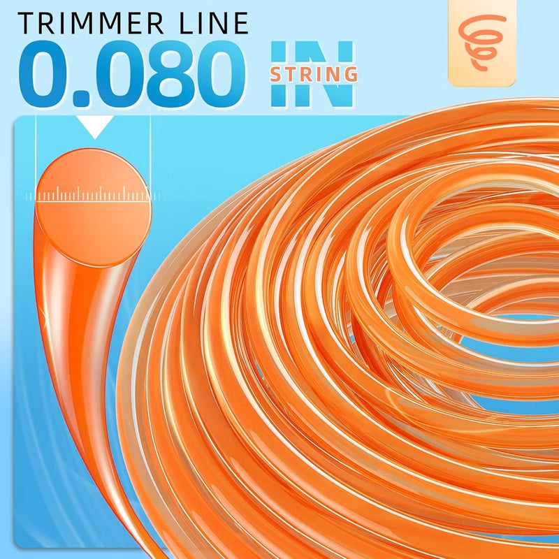 EVENTRONIC Weed Eater String, Trimmer Line for Universal Replacement, Round Weed Wacker String Fits Medium& Heavy Grass&Weeds, String Trimmer Line of Orange Premium Nylon - Image 2